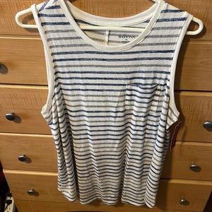 Merona white tank with  blue grey striped tank XL